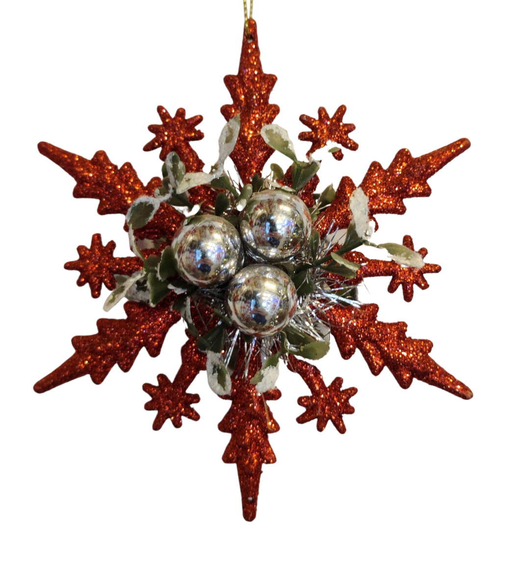 Acrylic Red Snowflake Ornament with Silver Ball Ornaments 6