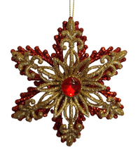 Load image into Gallery viewer, Acrylic red &amp; gold star ornament 5&quot;
