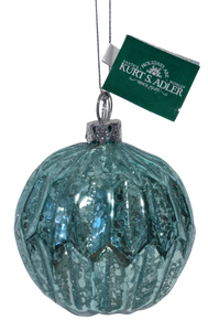 Glass Aqua Blue Round Ornament 3"