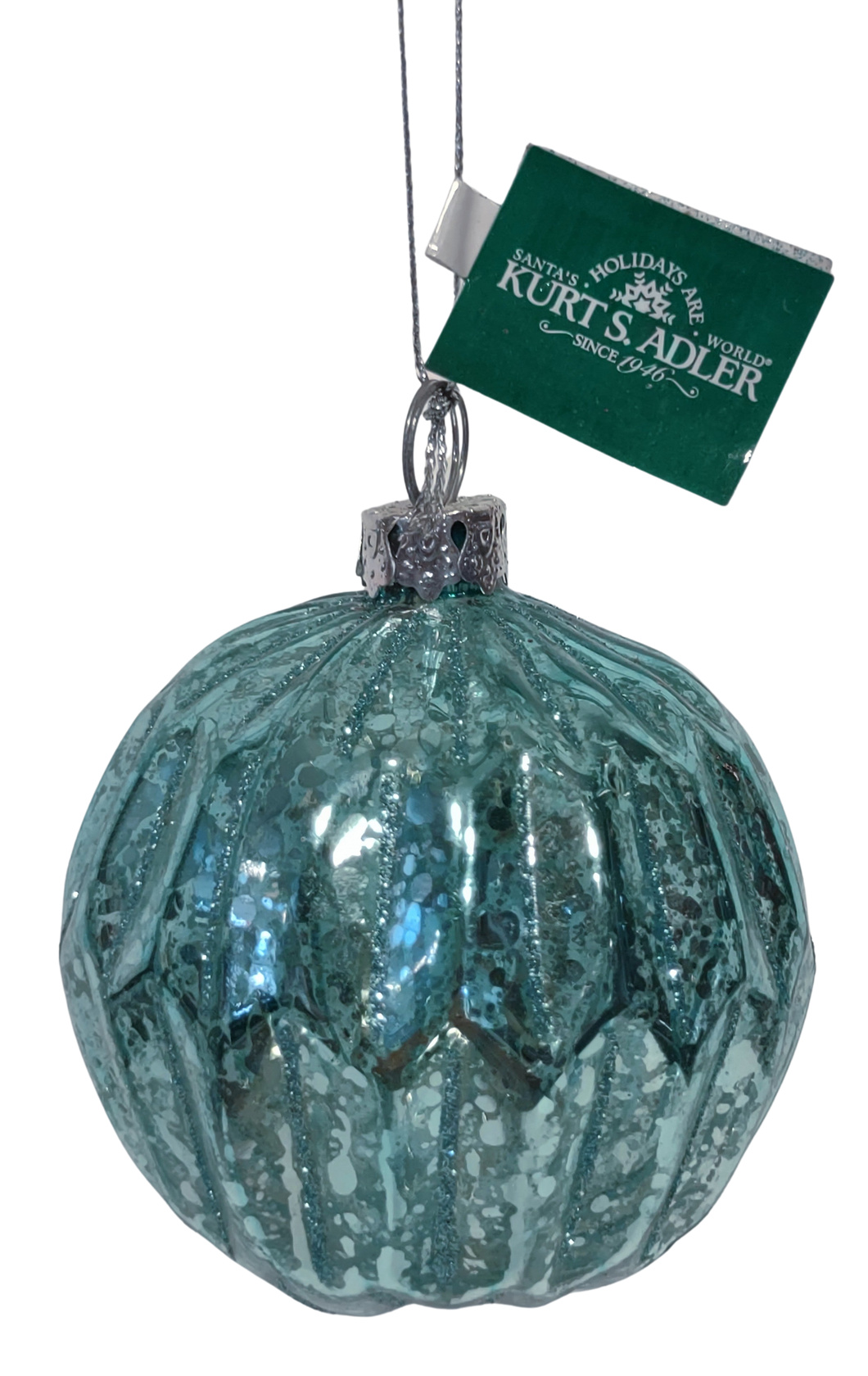 Glass Aqua Blue Round Ornament 3