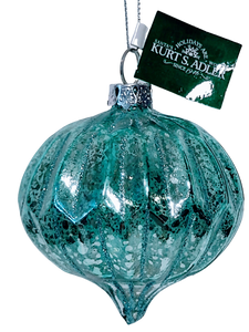 Glass Aqua Blue Onion Shape Ornament 3"