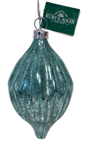 Glass Aqua Blue Finial Shape Ornament 5"