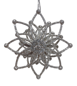 Small Acrylic Silver Flower Ornament 3"