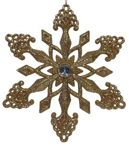 Acrylic Gold Snowflake with Crystal Gem & Glitter 5.5"
