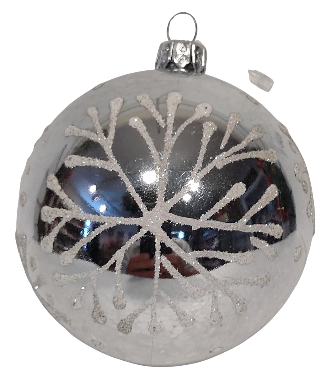 Silver Shatterproof Ornament with White Snowflakes 3