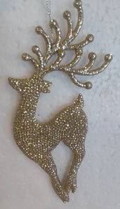 Acrylic Gold Reindeer Ornament with Glitter 7"