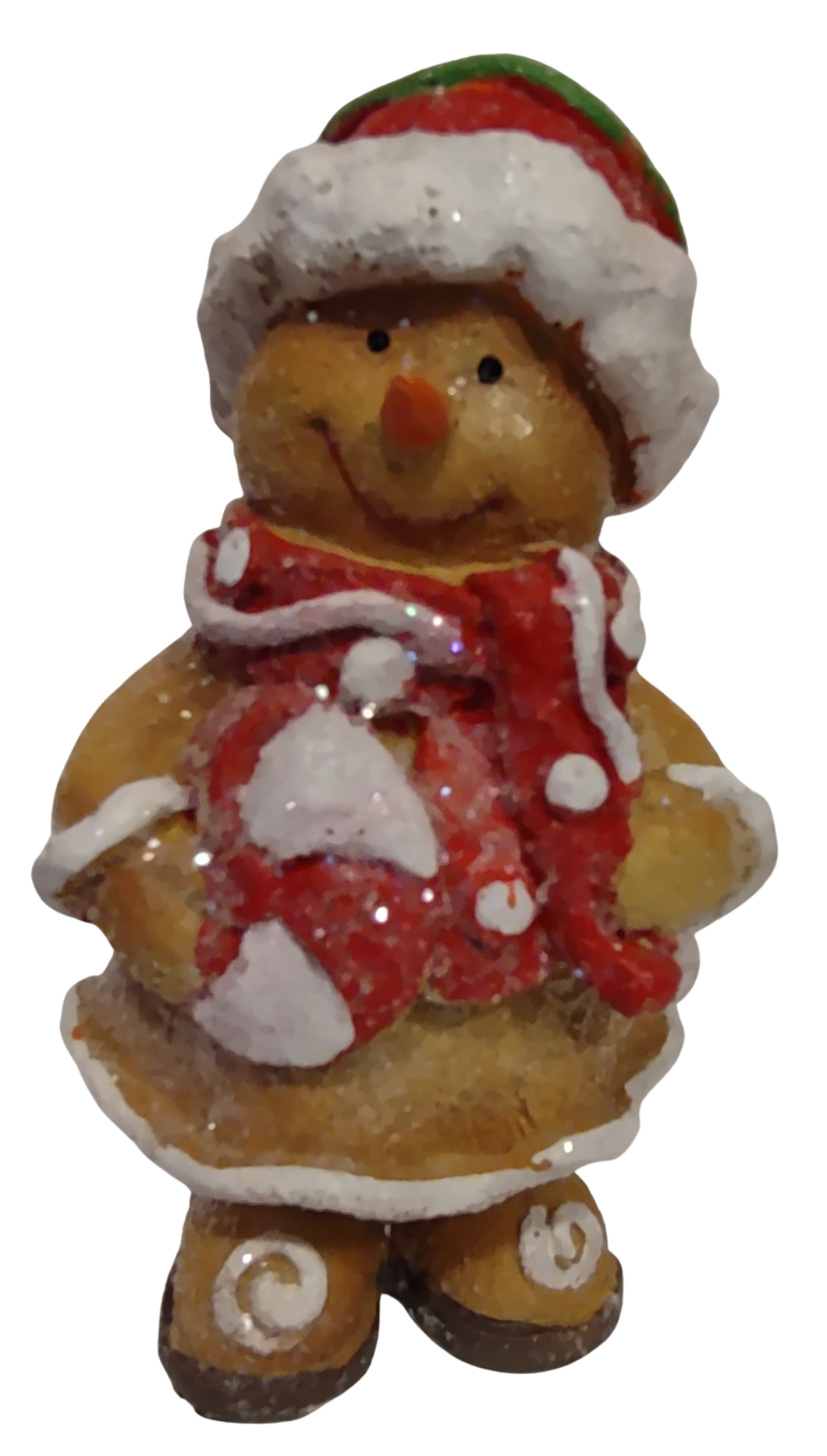 Gingerbread Figurine with Red Santa Hat Holding Candy 6