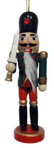 Wooden Green/Red Nutcracker Ornament with Sword  5"