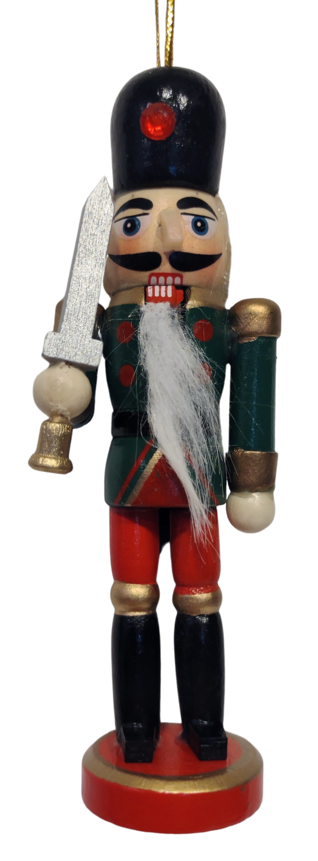 Wooden Green/Red Nutcracker Ornament with Sword  5