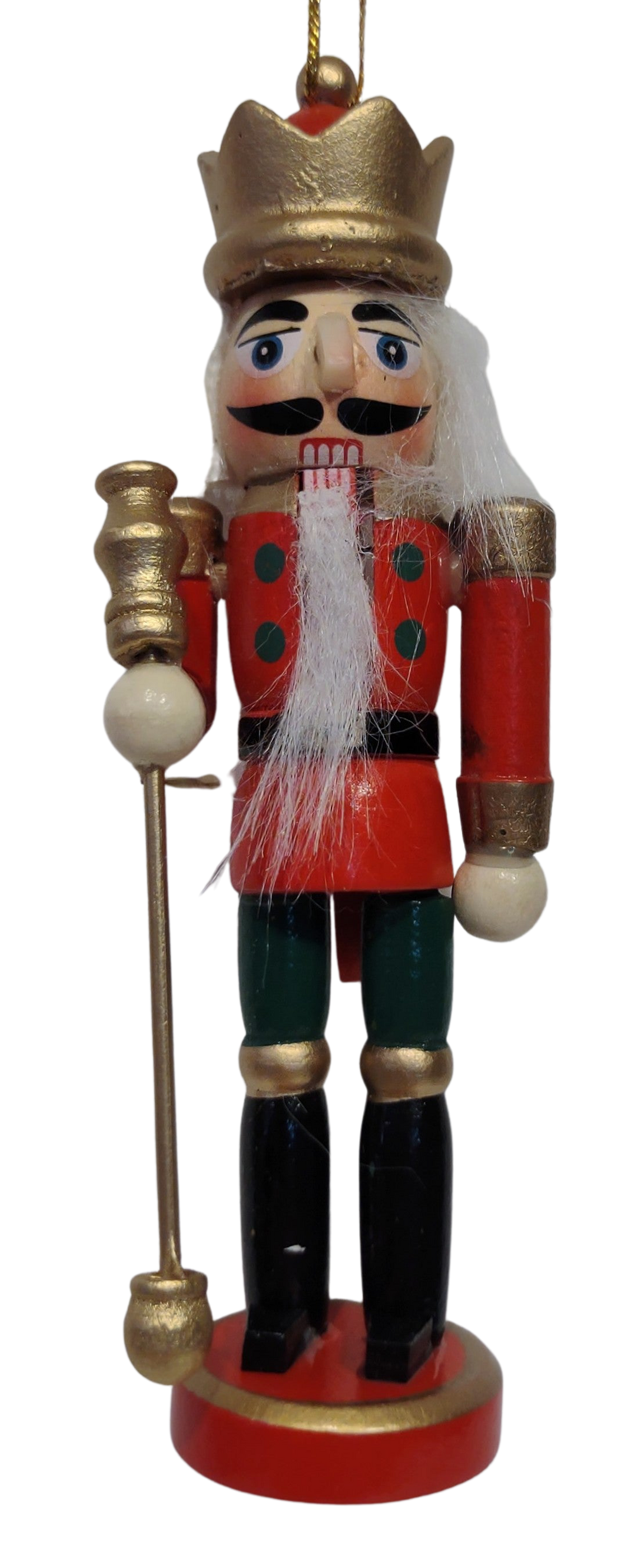 Wooden Red/Green Nutcracker Ornament with Gold Crown 5