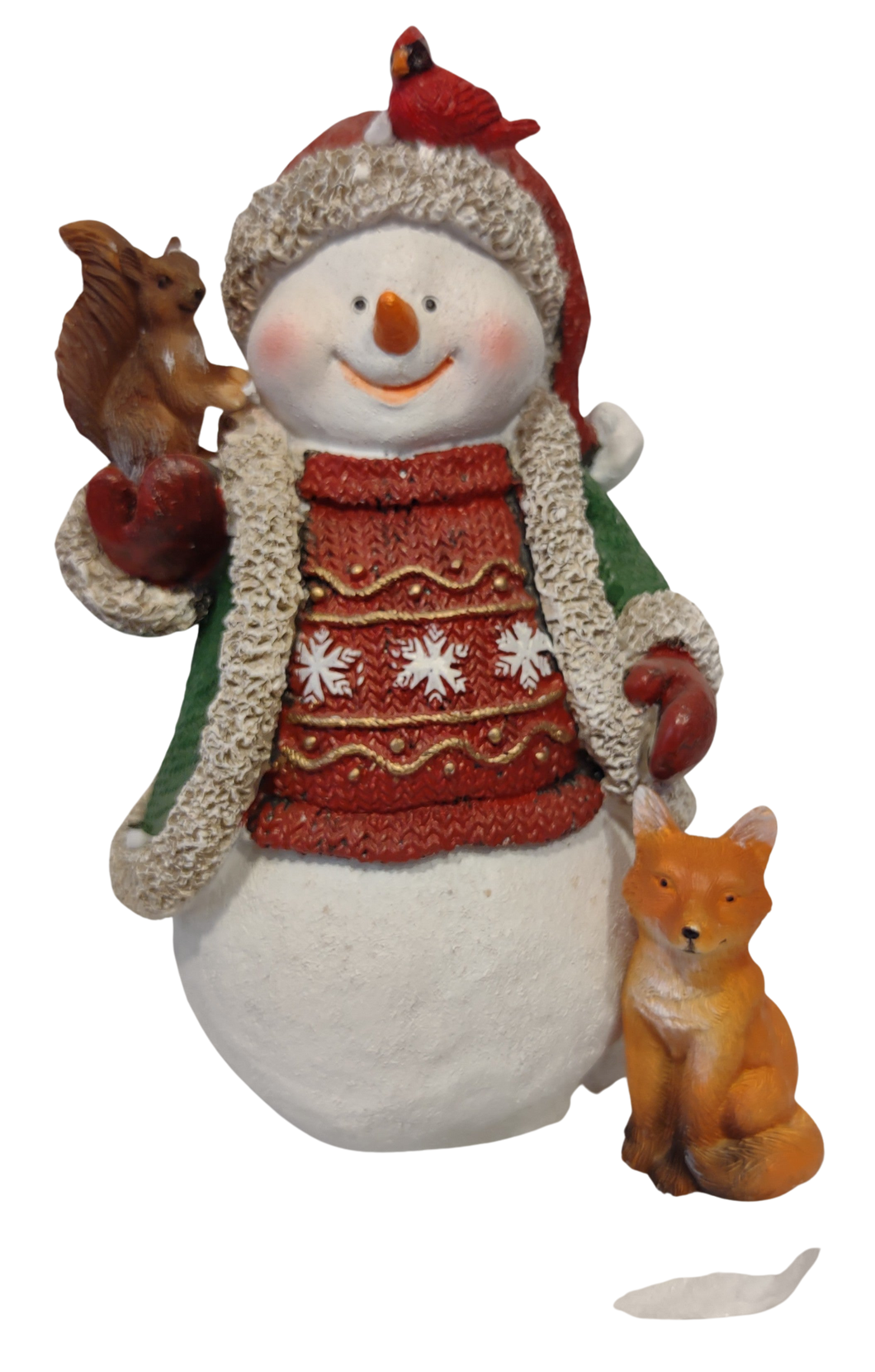 Snowman Figurine with Red Hat/Squirrel/Fox 8