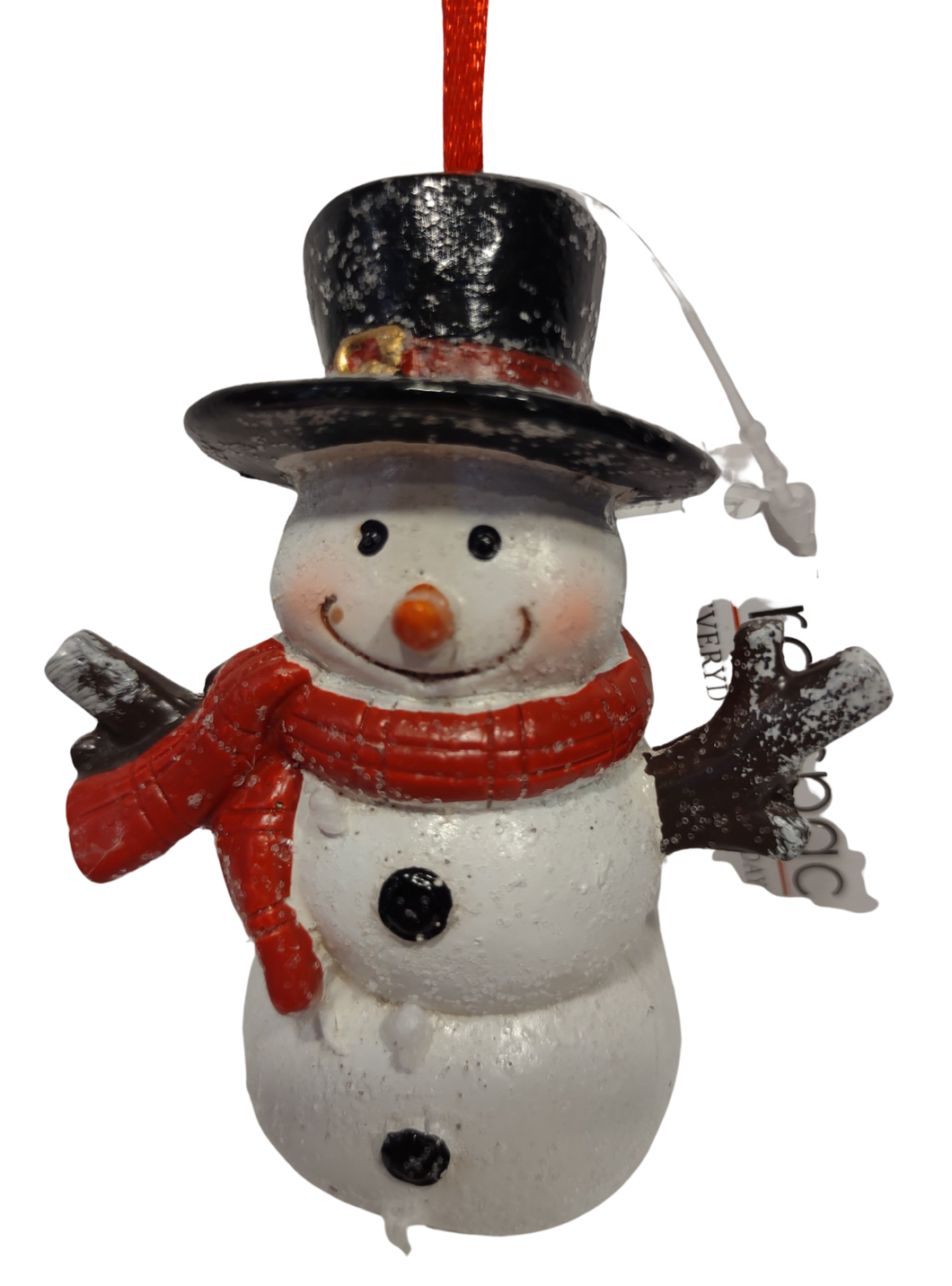 Merry Snowman Ornament with Black Hat & Red Scarf 4