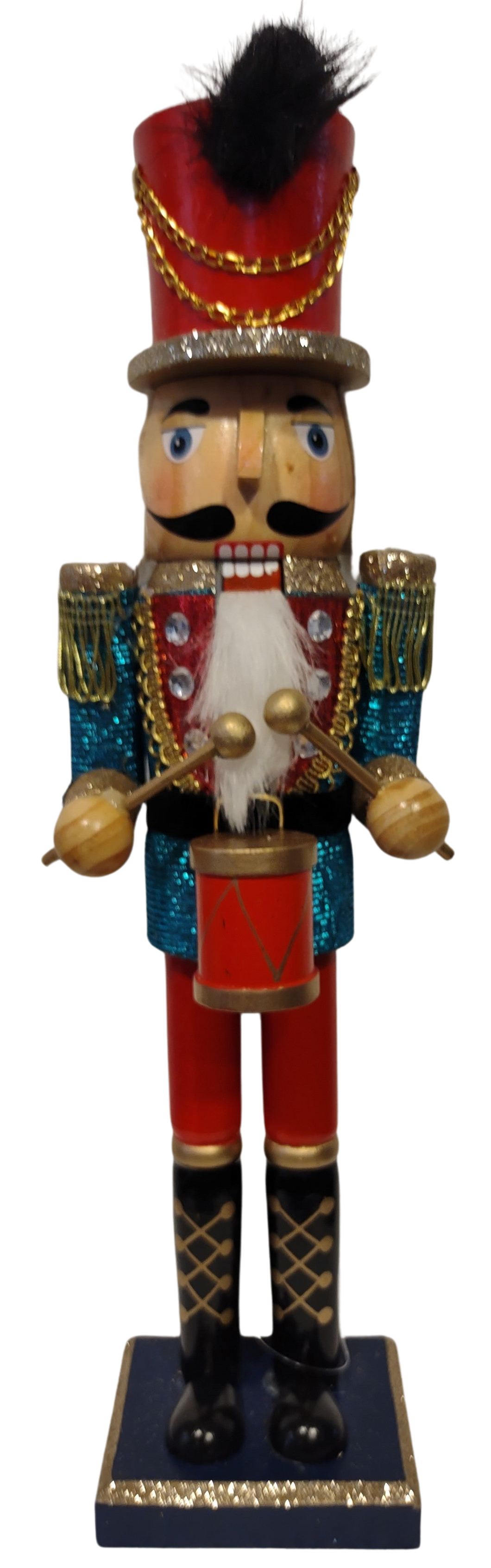 Wooden Nutcracker Red/Gold/Blue with Drums