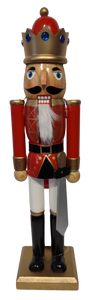 Wooden Nutcracker Gold/Red With Sword 15"