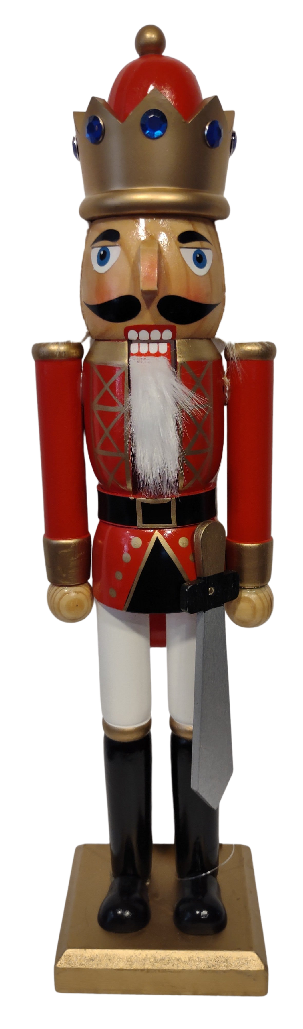 Wooden Nutcracker Gold/Red With Sword 15