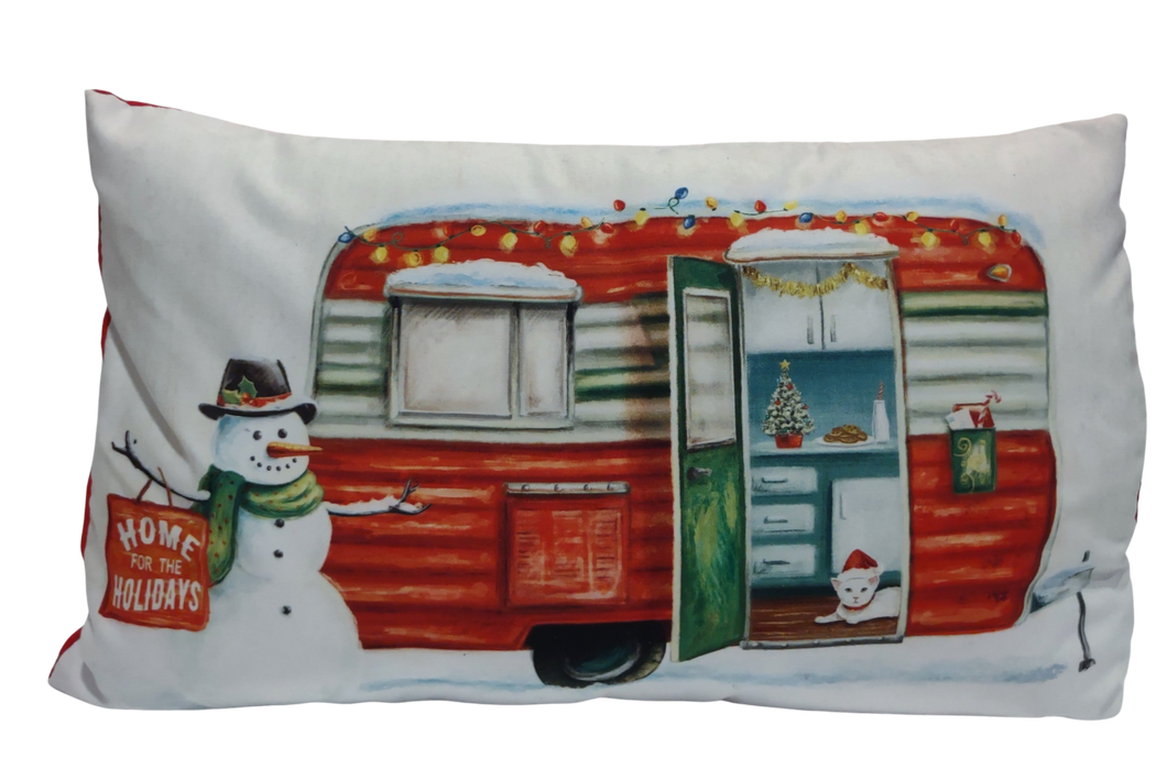 Christmas Pillow with Snowman & Camper - Home for The Holidays - 9
