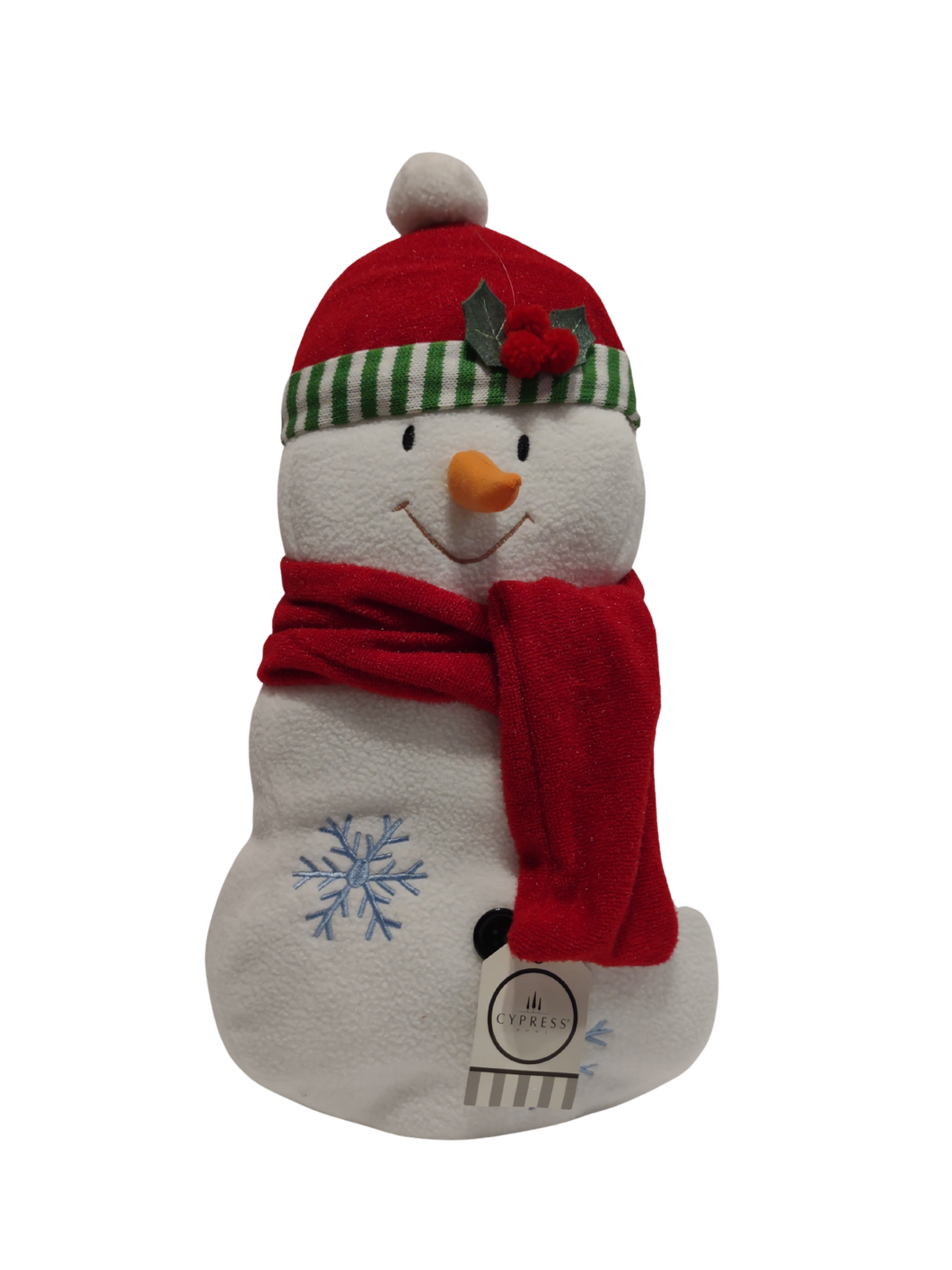 Snowman Pillow with Red Hat/Red Scarf/Blue Snowflakes 10