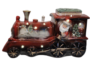 Ceramic Train with Santa  Lights Up 6"x10.5"