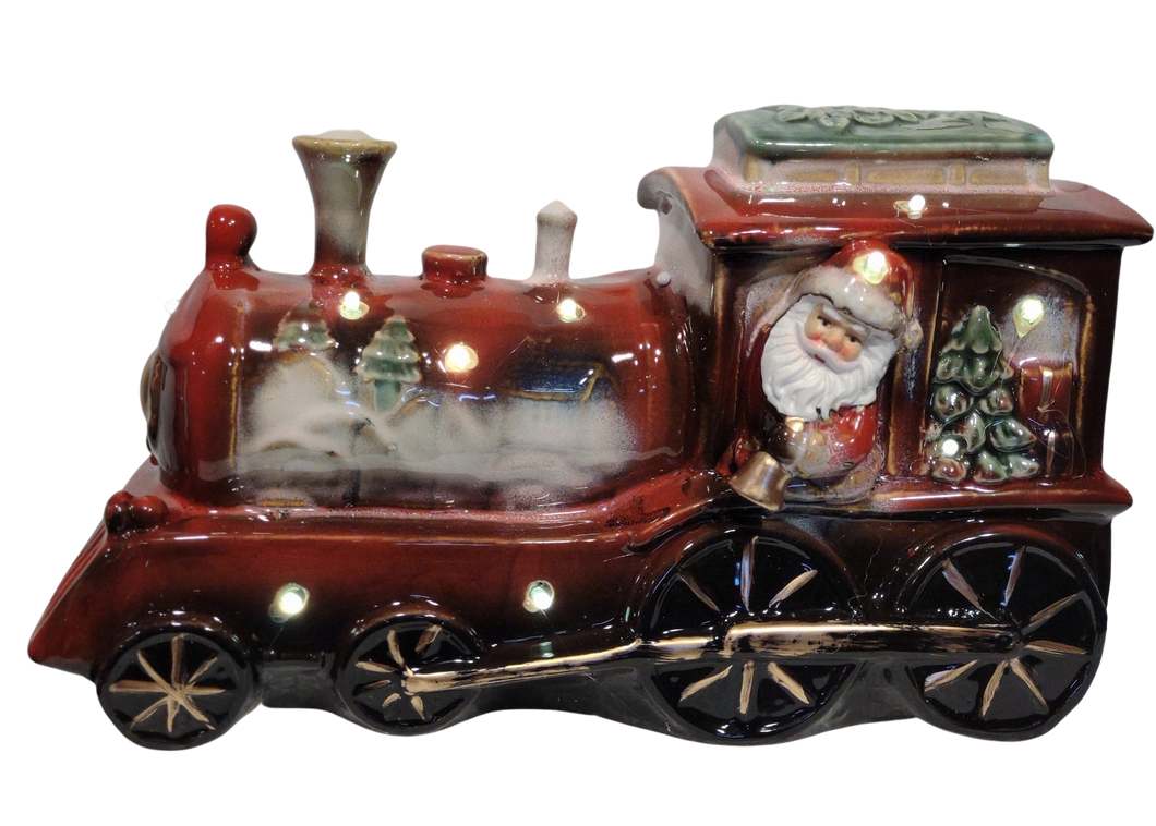 Ceramic Train with Santa  Lights Up 6