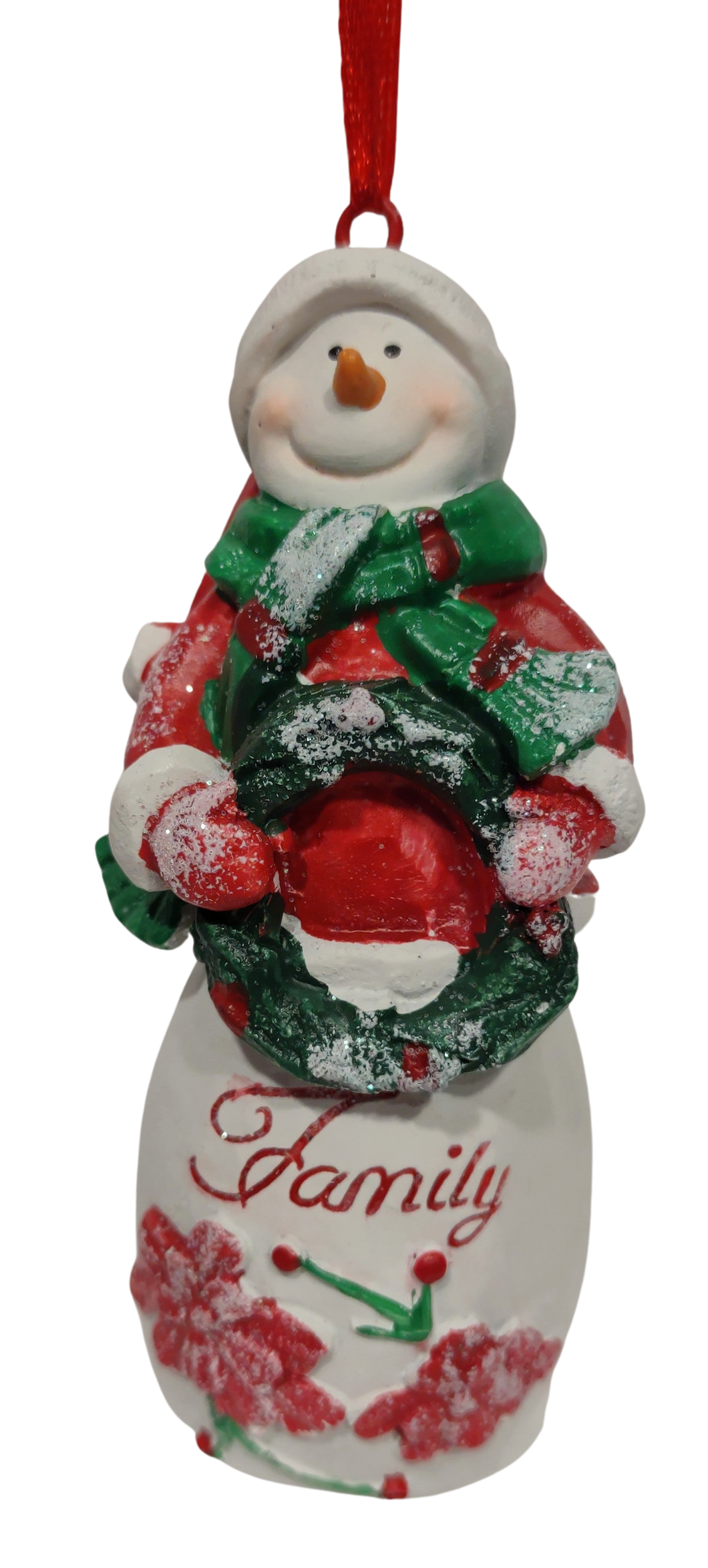 Snowman Ornament with Green Wreath - Family 4.5
