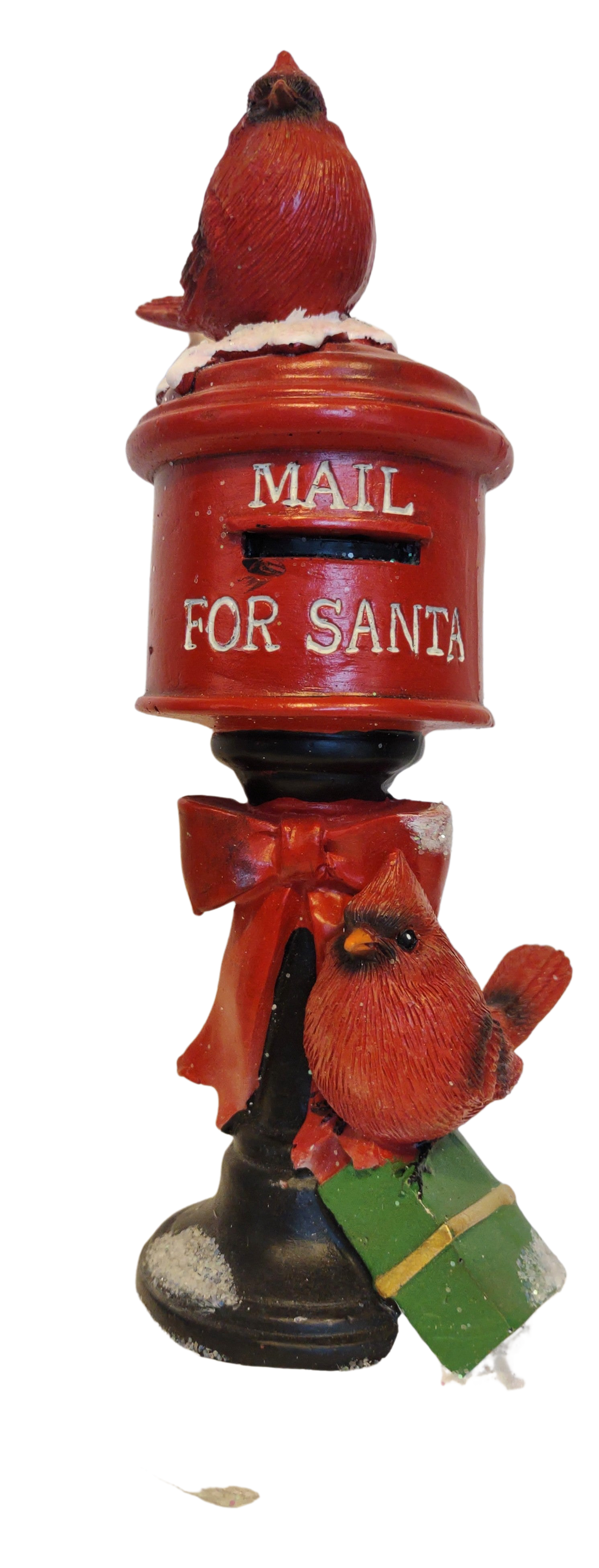 Cardinals Figurine with Mail Box/Red Bow Presents Mail For Santa  9