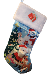 Plush Christmas Stocking with Santa/Rudolph/Bumble 19"