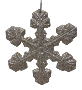 Acrylic Silver Snowflake Ornament with Glitter 4.5"