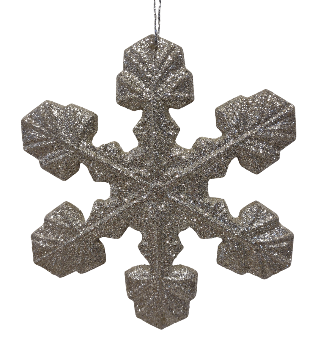 Acrylic Silver Snowflake Ornament with Glitter 4.5