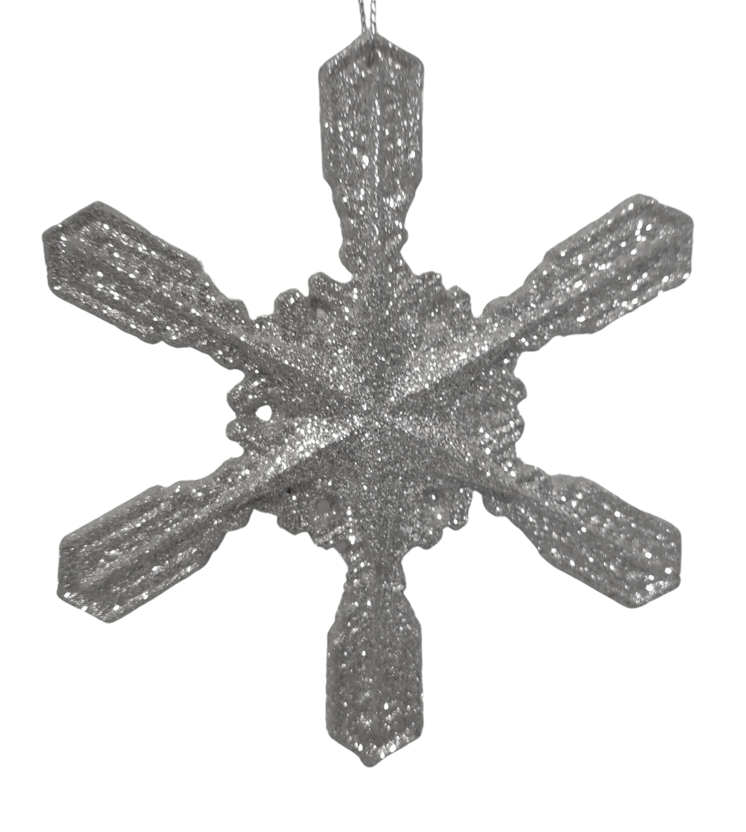Acrylic Silver Snowflake/Star Ornament with Glitter 4.5