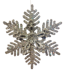 Acrylic Silver Snowflake Ornament 6"