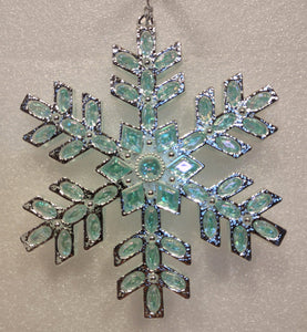 Acrylic Aqua Snowflake Ornament Crystal Aqua Gems 5"