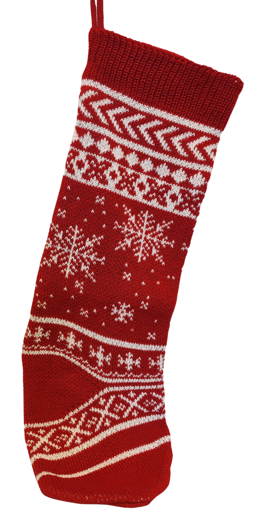Red/White Knitted Stocking with Snowflakes 18