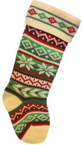 Red/Green/White Heavy Knit Stocking with Snowflakes 20"