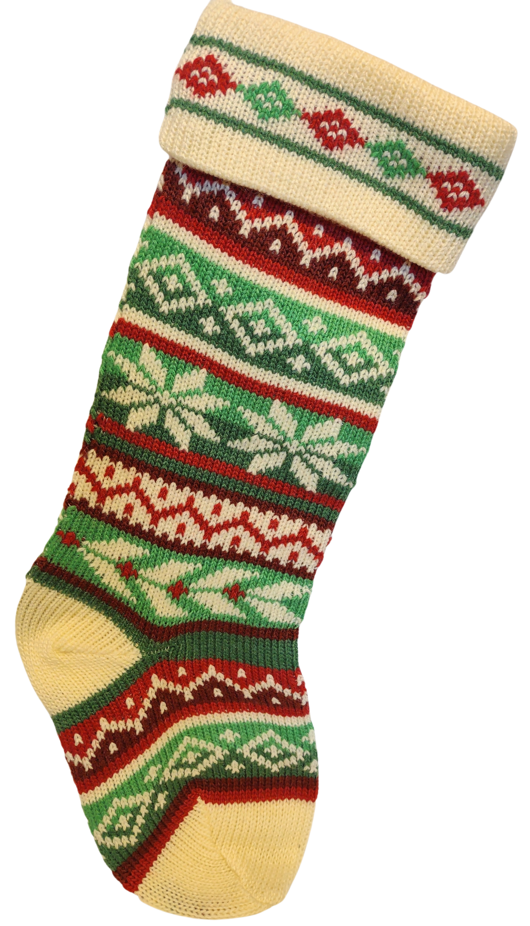 Red/Green/White Heavy Knit Stocking with Snowflakes 20