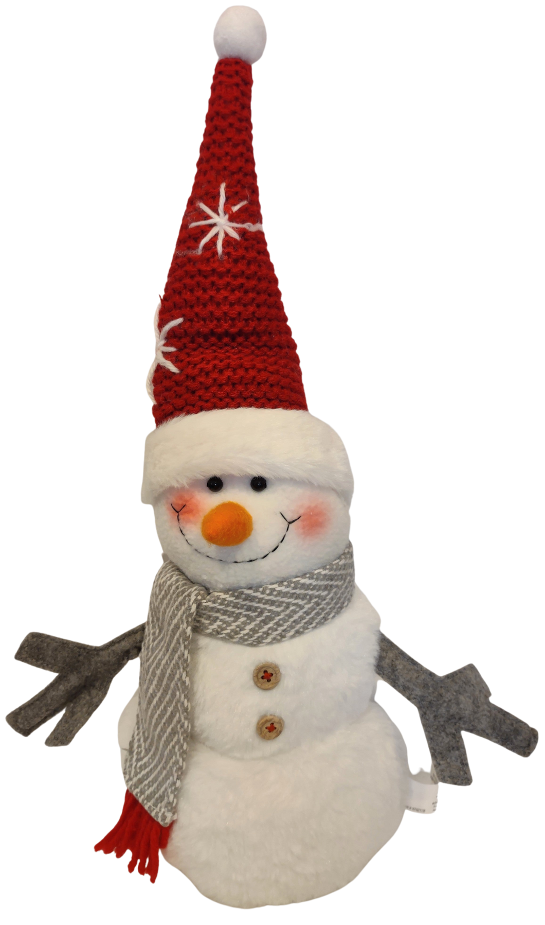 Plush White Snowman with Red Winter Hat & Grey Scarf  18