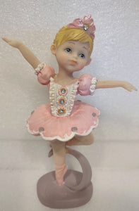 Painted Resin Pink Girl Ballerina Figurine 6" Assorted Poses