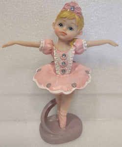 Painted Resin Pink Girl Ballerina Figurine 6" Assorted Poses