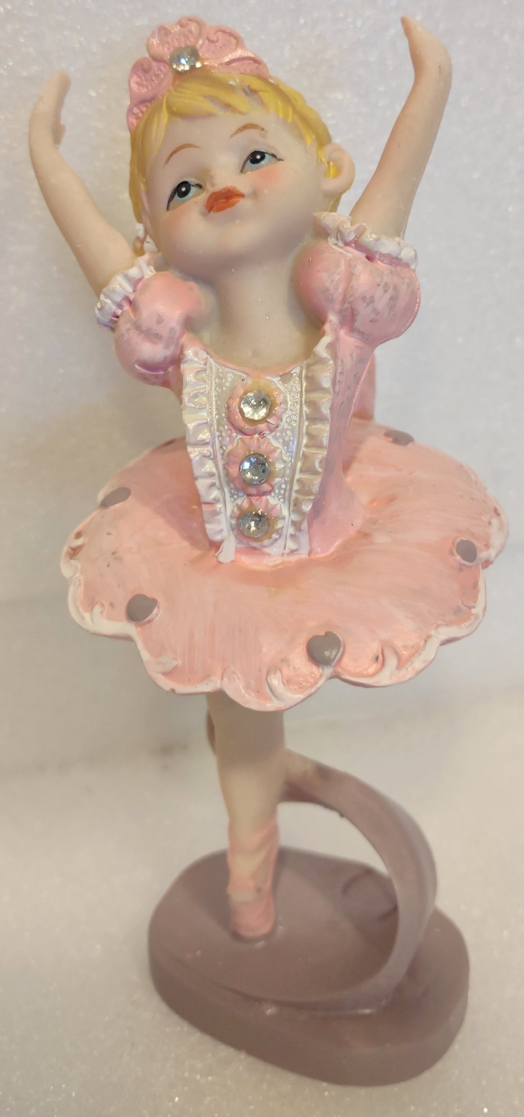 Painted Resin Pink Girl Ballerina Figurine 6