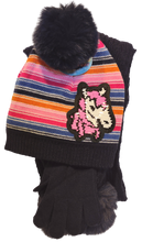 Load image into Gallery viewer, Girl&#39;s 3 Piece Unicorn Stripe Hat, Glove &amp; Scarf Set - Assorted Colors, Youth Size
