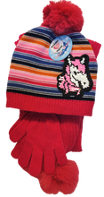 Load image into Gallery viewer, Girl&#39;s 3 Piece Unicorn Stripe Hat, Glove &amp; Scarf Set - Assorted Colors, Youth Size
