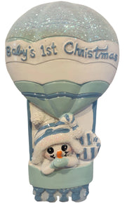 "Baby's 1st Christmas" Boy and Girl Hot Air Balloon Ornaments  Assortment 4"