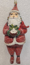 Load image into Gallery viewer, Red Santa Ornament with Sack of Flowers Holding Basket of Berries &amp; Red Cardinal
