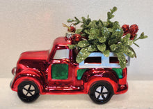 Load image into Gallery viewer, Glass Shiny Red Truck Ornament with Presents/Greenery &amp; Red Berries Assorted
