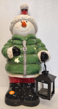 Load image into Gallery viewer, Ceramic Light Up Puffy Jacket Santa/Snowman Figurine Assortment
