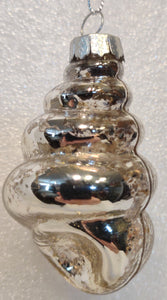 Glass silver sea shell ornament