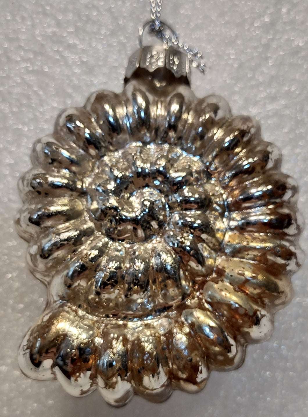 Glass silver shell ornament