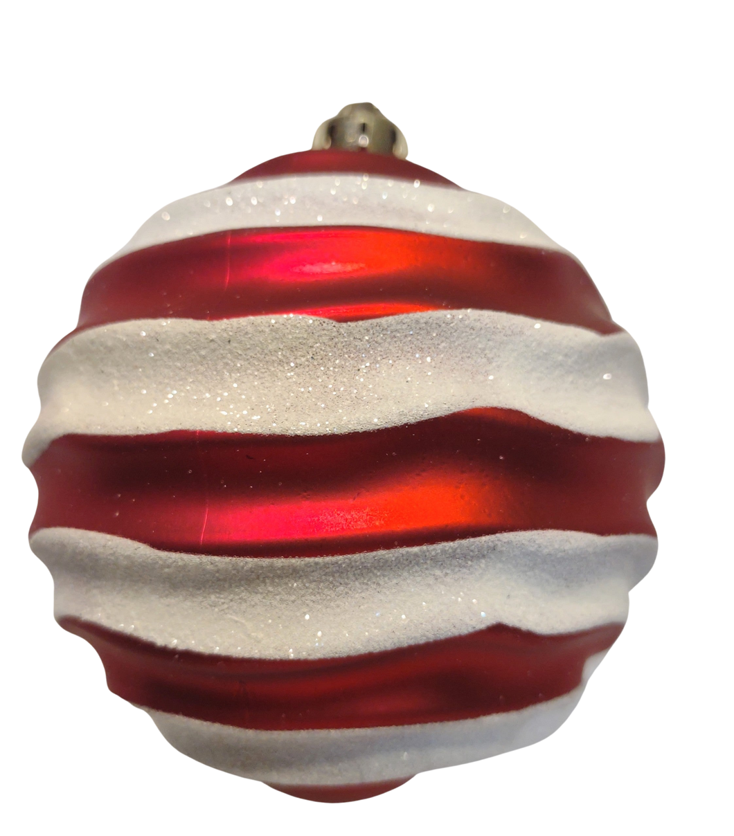 Shatterproof Red/White Swirl Ornament