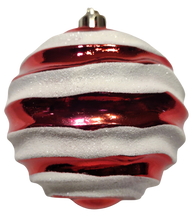Load image into Gallery viewer, Shatterproof Shiny Red/White Swirl Ornament
