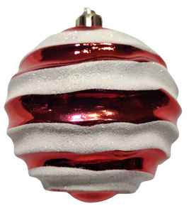 Shatterproof Shiny Red/White Swirl Ornament