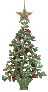 Red/Green/Gold Glittered Christmas Tree Ornament with Gold Star Assortment